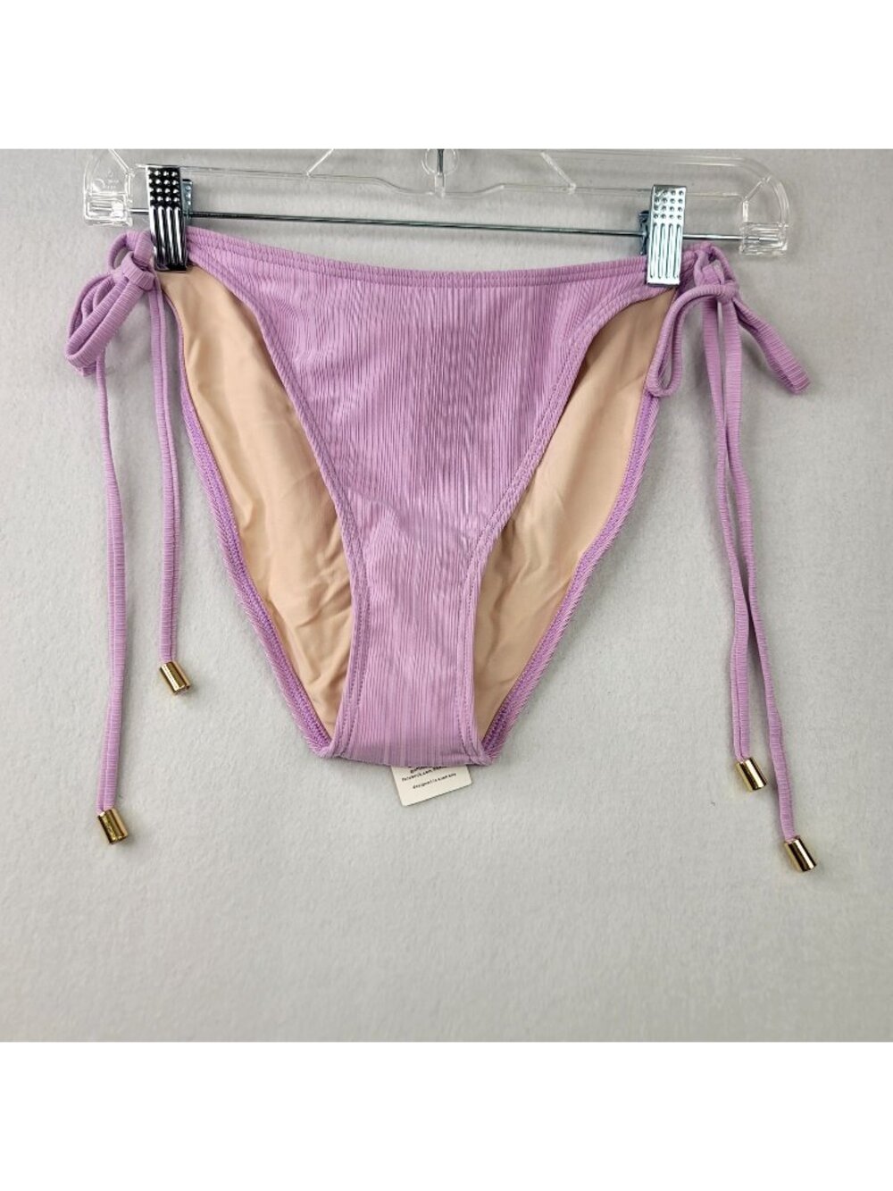 Minkpink L Lilac Side-Tie Bikini Bottoms Ribbed Swimwear Resort Beach Vacation